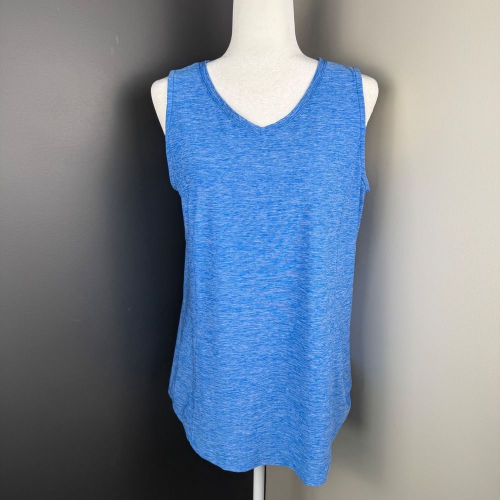 Duluth Trading Co‎ Blue Heathered V Neck Sleeveless Tank Top Women's Medium